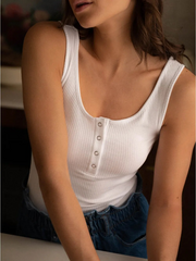 Lizakosht Solid Graphic Print Women Vest Summer Sleeveless Elastic Button Lady Pullover Casual Classic Vintage Femme Top