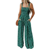 LIZAKOSHT - Dokotoo Women's Casual Loose Overalls Jumpsuits One Piece Sleeveless Printed Wide Leg Long Pant Rompers With Pockets