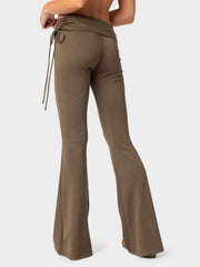 LIZAKOSHT  -  Drawstring Ruched Flare Pants