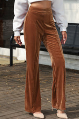 LIZAKOSHT - High Waist Corduroy Flare Pants