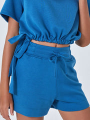 LIZAKOSHT - Drawstring Solid Color Shorts with Pockets