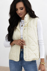 LIZAKOSHT - Snap Down Texture Vest Coat with Pockets