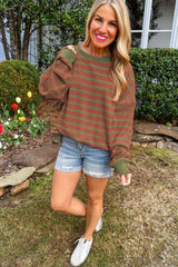 LIZAKOSHT - Striped Round Neck Long Sleeve Sweater