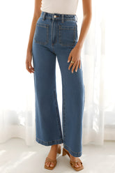 LIZAKOSHT - High Waist Bootcut Jeans with Pockets