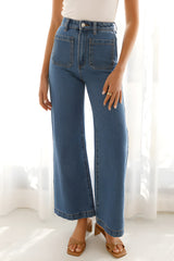 LIZAKOSHT - High Waist Bootcut Jeans with Pockets