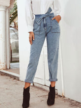 LIZAKOSHT  -  Tied Straight Leg Jeans with Pockets
