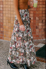 LIZAKOSHT - Floral Elastic Waist Maxi Skirt