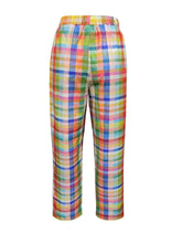 LIZAKOSHT  -  Tied Contrast Plaid Pants with Pockets