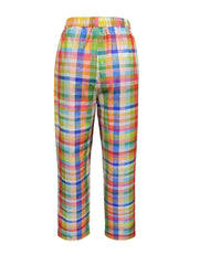 LIZAKOSHT - Tied Contrast Plaid Pants with Pockets
