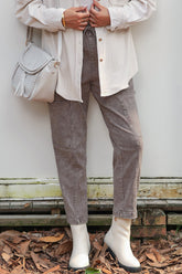 LIZAKOSHT - Drawstring Straight Pants with Pockets