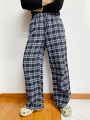 LIZAKOSHT - Plaid Drawstring Wide Leg Pants