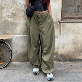 Lizakosht Drawstring Low Waist Baggy Cargo Pants Women Casual Loose Hip Hop Korean Vintage Joggers Oversized Streetwear Y2k