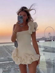 Lizakosht Strawberry Print Strapless Dress Harajuku Ruched Pink Women Summer Sexy Ruffles Backless Mini Bodycon Dresses Y2K 90s