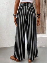 LIZAKOSHT - Striped High Waist Wide Leg Pants