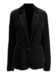 LIZAKOSHT  -  Pocketed Button Up Lapel Collar Blazer