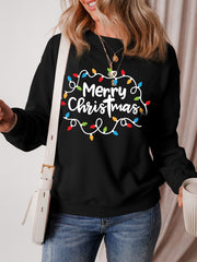 LIZAKOSHT - MERRY CHRISTMAS Dropped Shoulder Long Sleeve Sweatshirt