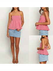 LIZAKOSHT - Women Halter Top, Tie-up Sleeveless Tops Backless Flower Slit Summer Vest for Club Party