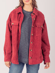 LIZAKOSHT - Button Up Long Sleeve Corduroy Jacket