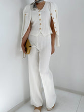 LIZAKOSHT - V-Neck Tank, Cardigan and Pants Three-Piece Sweater Set