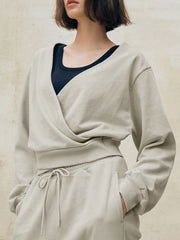 LIZAKOSHT  -  Surplice Long Sleeve Sweatshirt