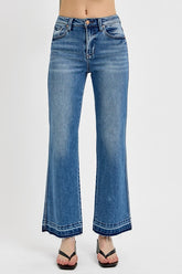 LIZAKOSHT - Full Size Raw Hem Ankle Bootcut Jeans Plus Size