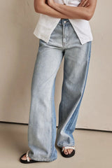 LIZAKOSHT - Contrast Straight Leg Jeans with Pockets