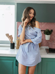 Lizakosht 2023 High-end European and American summer new luxury diagonal shoulder stripes light casual lace-up single buckle dress female