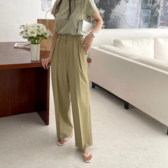 Lizakosht Designer Elegant Suit Pants Women Summer Slim Casual Korean Fashion Wide-legged Pants Solid High-waist Office Lady Clothing