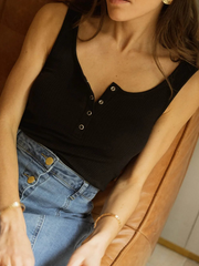 Lizakosht Solid Graphic Print Women Vest Summer Sleeveless Elastic Button Lady Pullover Casual Classic Vintage Femme Top