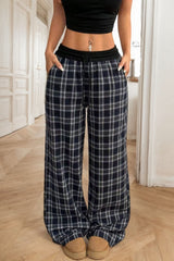 LIZAKOSHT - Plaid Wide Leg Pants