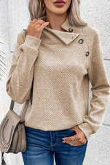 LIZAKOSHT  -  Textured Turtleneck Long Sleeve Sweatshirt