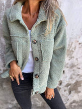 LIZAKOSHT - Full Size Fuzzy Button Up Drop Shoulder Jacket