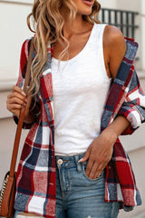 LIZAKOSHT  -  Plaid Button Up Hooded Shacket