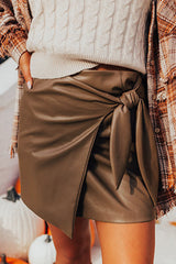 LIZAKOSHT - Bowknot Elastic Waist Mini Skirt
