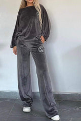 LIZAKOSHT - Full Size Boat Neck Long Sleeve Top and Pants Set