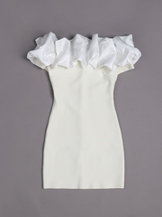 Lizakosht Kritt New Women's Dress Ruffles Off Shoulder Sexy Tight Rayon Bandage Dress Off Back Evening Dress Formal Birthday Dress