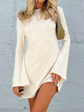 LIZAKOSHT  -  Backless Round Neck Long Sleeve Mini Dress