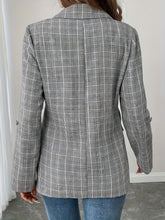 LIZAKOSHT - Single-Breasted Lapel Collar Plaid Blazer