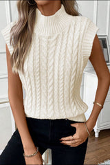 LIZAKOSHT - Cable Knit Turtleneck Sweater Vest