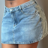 LIZAKOSHT - Women'S Casual Mini Denim Skirt, Low Waist Denim Skirt, Women'S Zipper Flying Denim Skirt