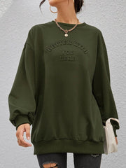 LIZAKOSHT  -  Stereoscopic Letter Round Neck Long Sleeve Sweatshirt