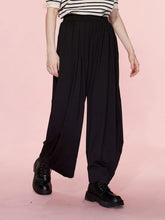 LIZAKOSHT - Elastic Waist Wide Leg Pants with Pockets