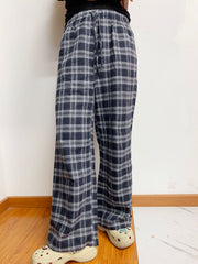 LIZAKOSHT - Plaid Drawstring Wide Leg Pants