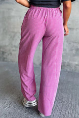 LIZAKOSHT - Plaid Wide Leg Pants with Pockets