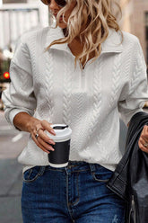 LIZAKOSHT - Half Zip Drop Shoulder Long Sleeve Sweatshirt