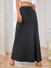 LIZAKOSHT - Solid Elastic Waist Maxi Skirt