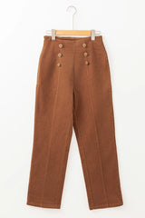 LIZAKOSHT - Decorative Button Straight Leg Pants