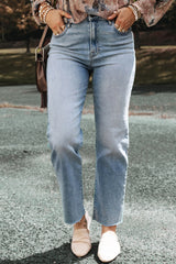 LIZAKOSHT - High Waist Straight Jeans with Pockets