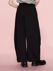 LIZAKOSHT - Elastic Waist Wide Leg Pants with Pockets