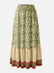LIZAKOSHT - Geometric Elastic Waist Maxi Skirt